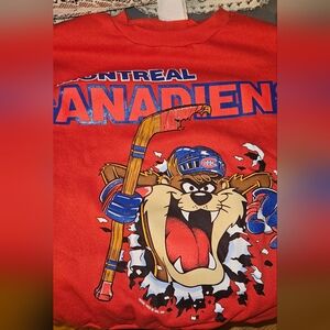 Vintage Montreal Canadiens Sweatshirt Crewneck TAZ Size Large Red 90s